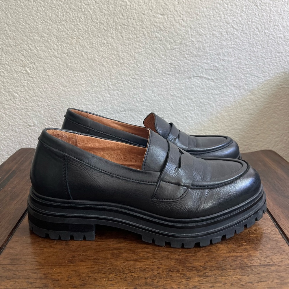 Miz Mooz Leather Slip-On Platform Loafer - Legend size 8